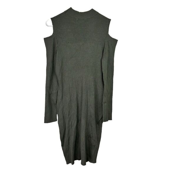 Say What Sweater Knit Dress Woman 2X Army Green Pullover Cold Shoulder Dress NWT - Picture 15 of 15
